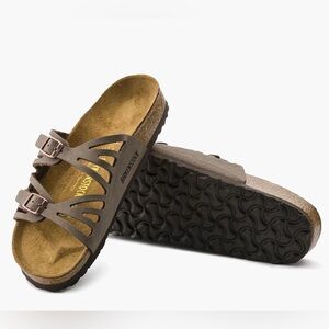 Birkenstock Granada Mocha Birkibuc Sandal Strappy Cushion Support Cork Slide On